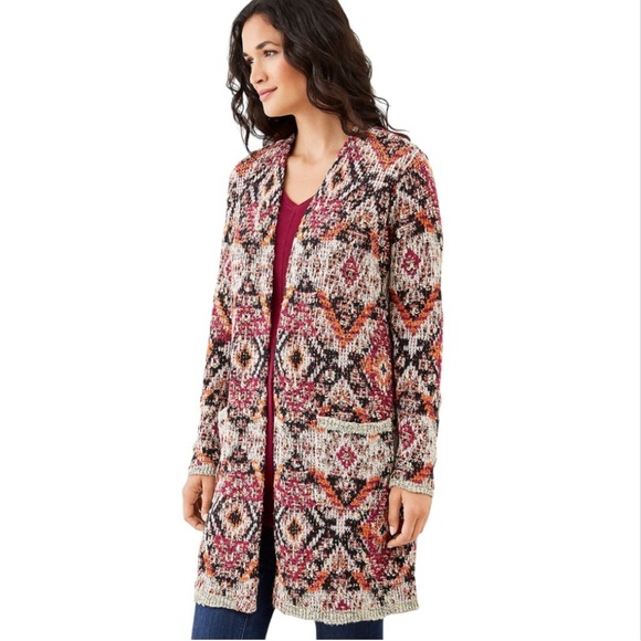 J. Jill luxurious plum multi jacquard tapestry cardigan - Picture 5 of 10
